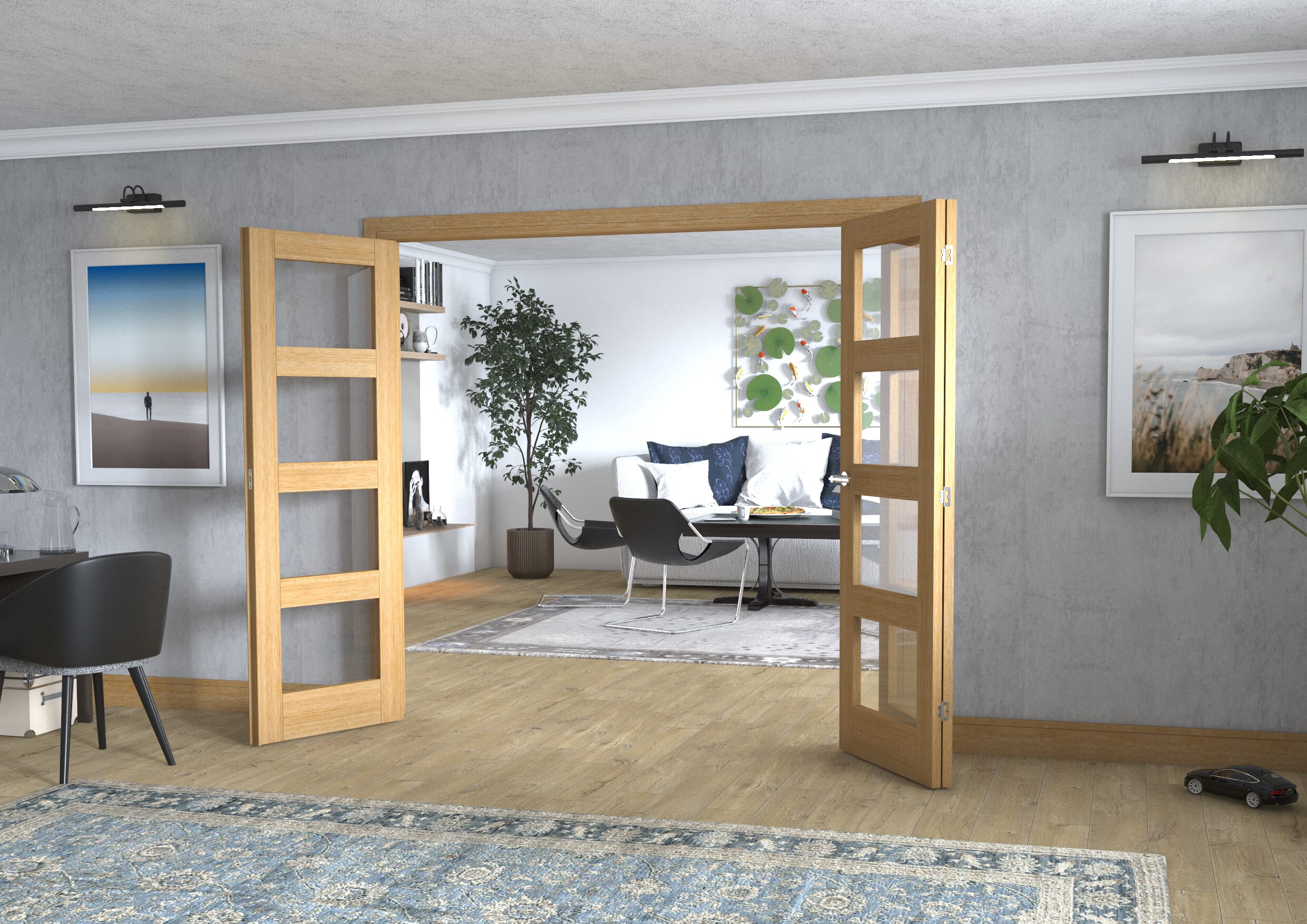 Oak 4L Frenchfold - Clear (3 x 686mm Doors)