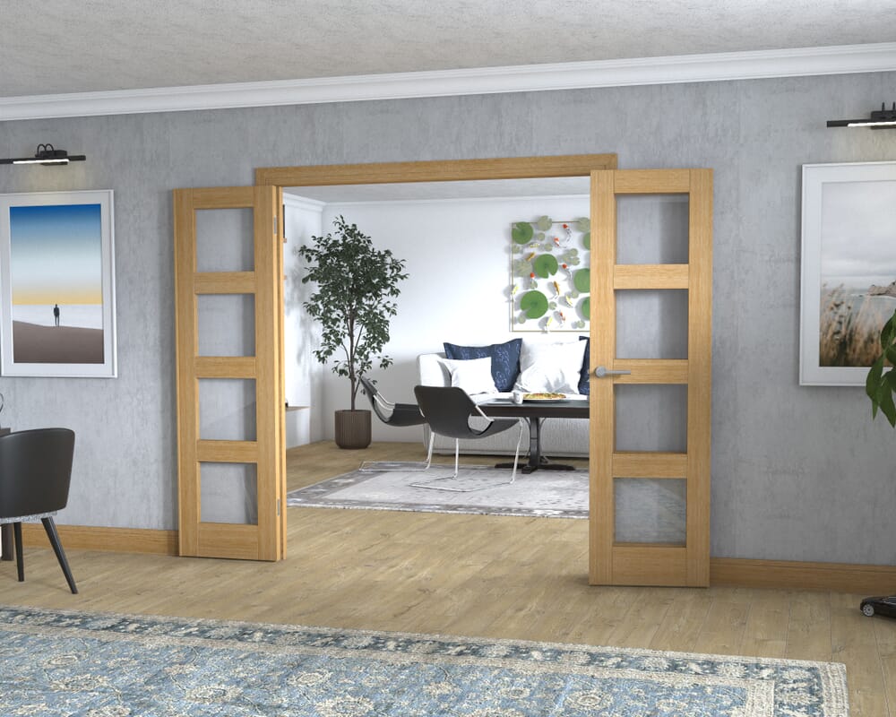 Oak 4L Frenchfold - Clear (3 x 573mm Doors)