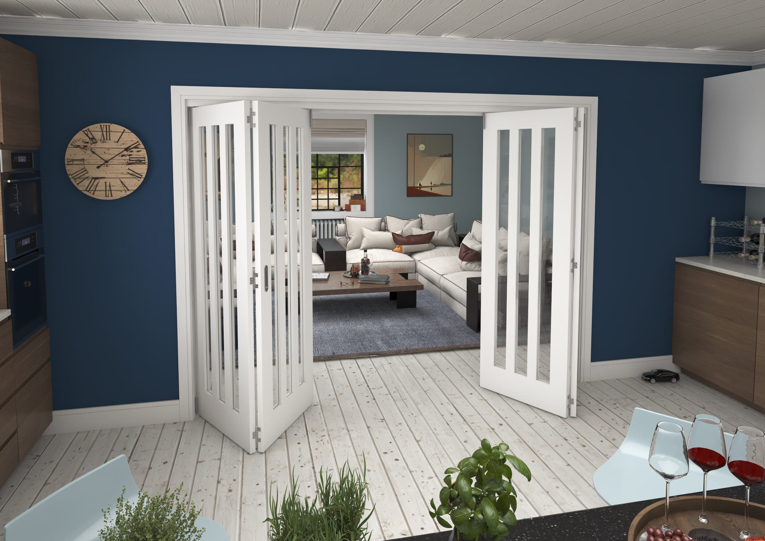 Aston Clear Glazed White Roomfold Grande