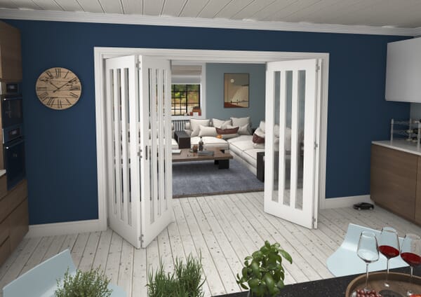 2133x2060x133mm Aston Clear Glazed White Roomfold Grande (3+0)