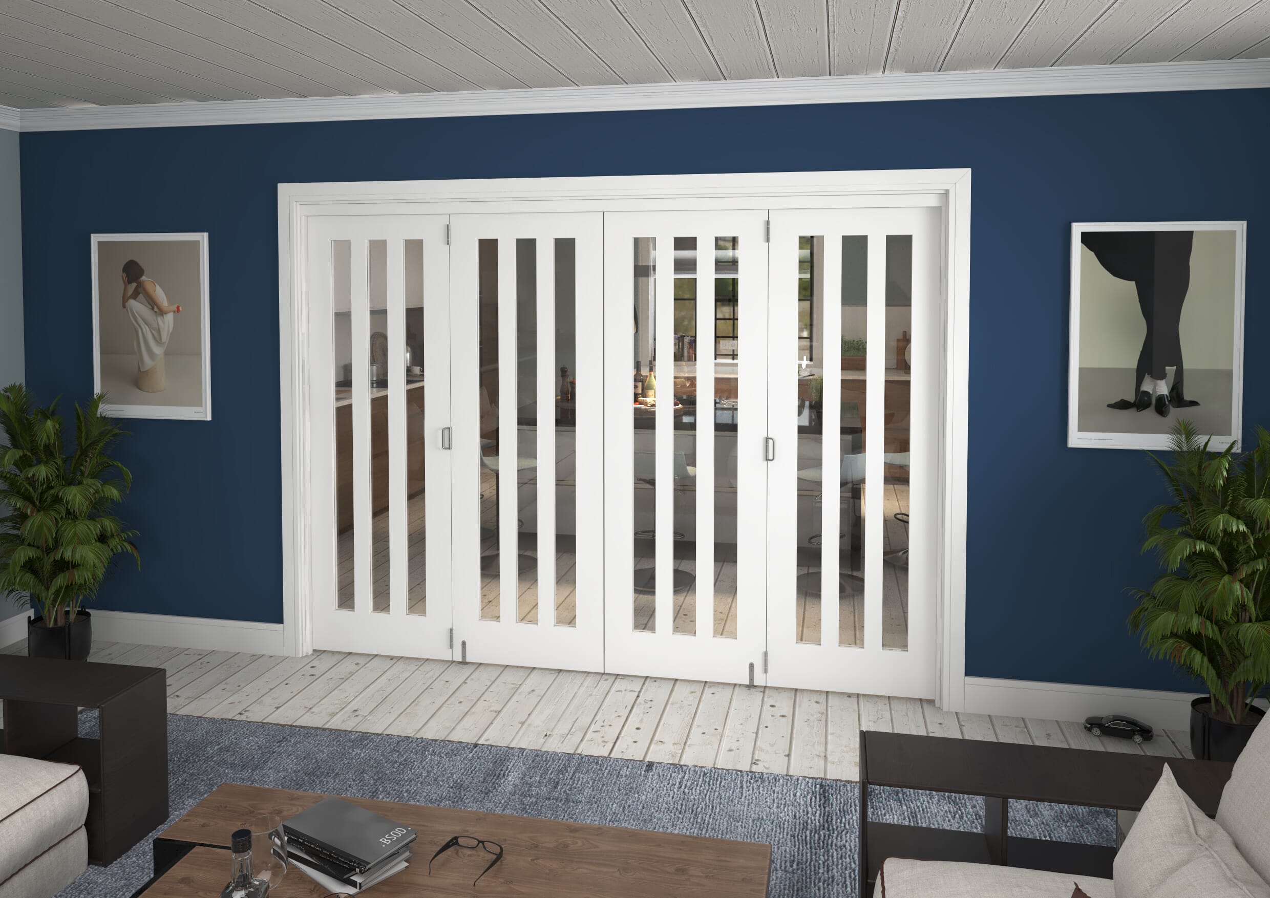 Aston Clear Glazed White Roomfold Grande