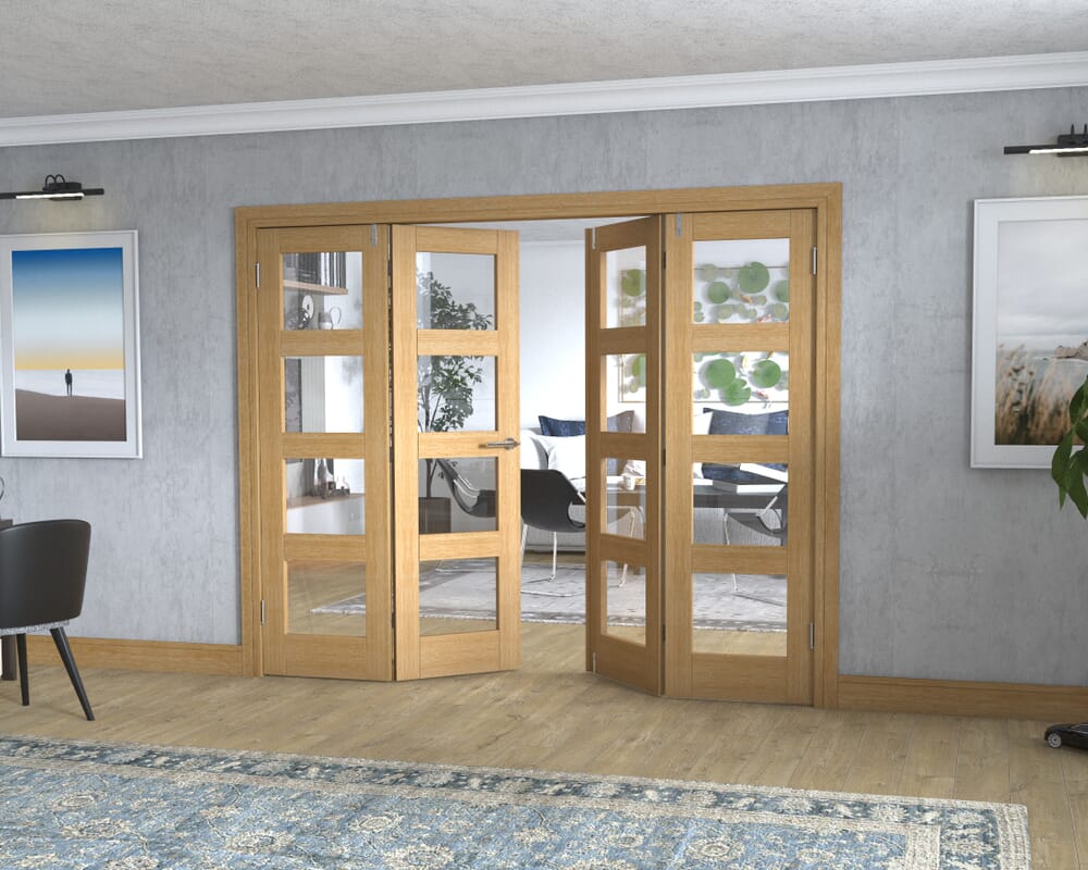Oak 4L Frenchfold - Clear (4 x 610mm Doors)