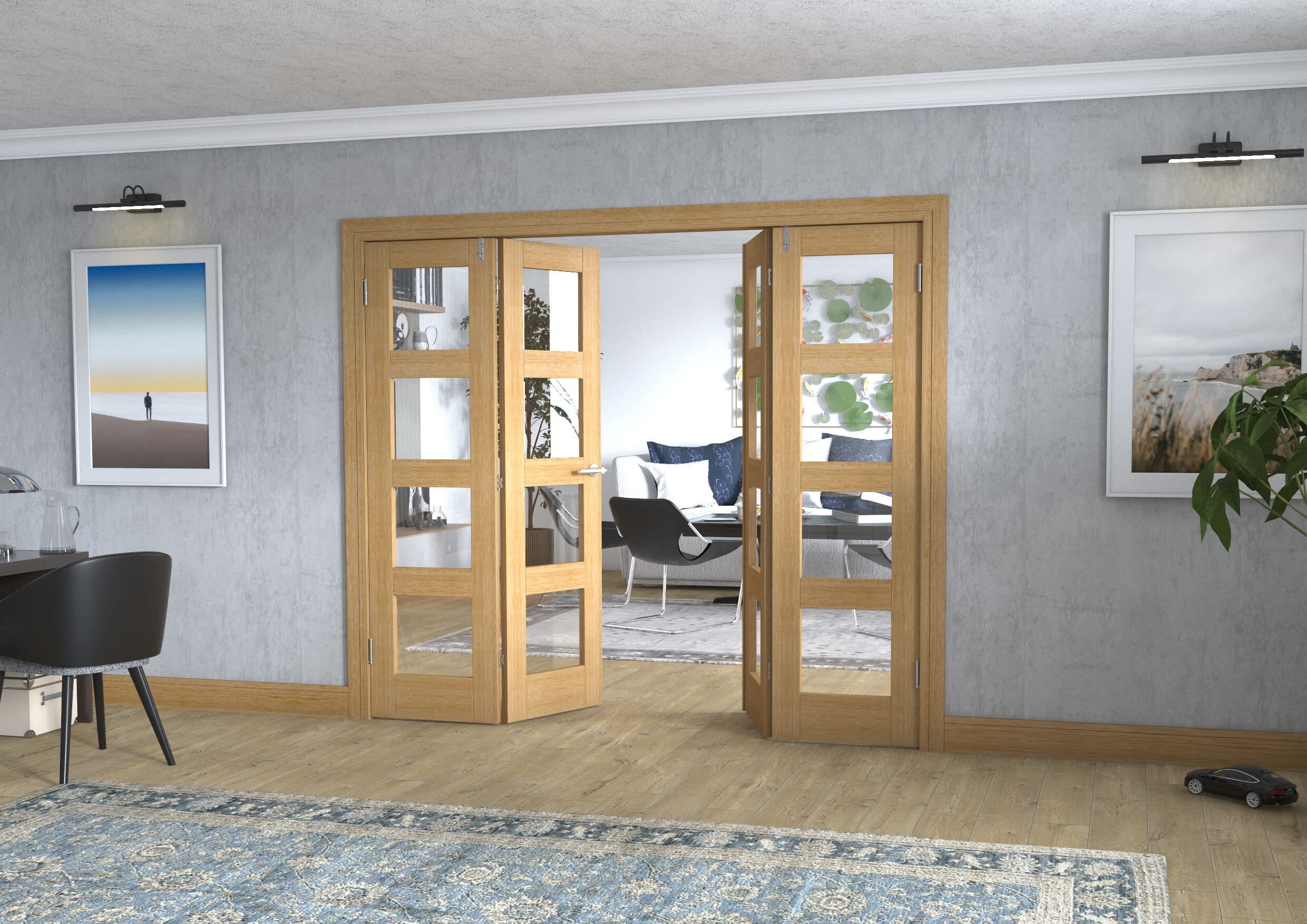 Oak 4L Frenchfold - Clear (4 x 573mm Doors)