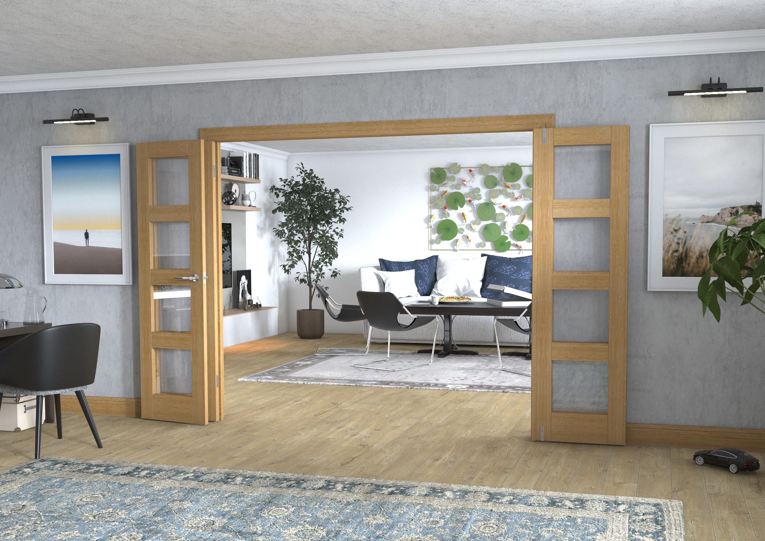 Oak 4L Frenchfold - Clear (4 x 573mm Doors)