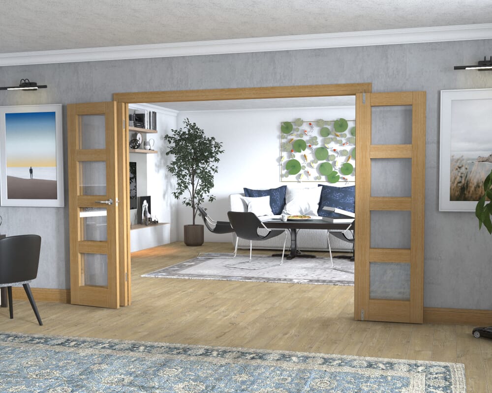 Oak 4L Frenchfold - Clear (4 x 573mm Doors)
