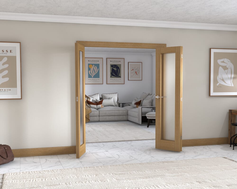 Oak P10 Frenchfold - Frosted (3 x 533mm Doors)