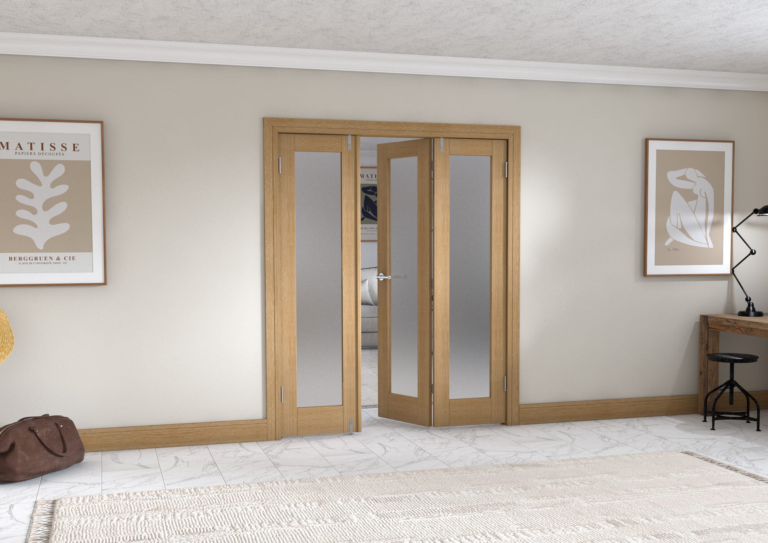 Oak P10 Frenchfold - Frosted (3 x 533mm Doors)