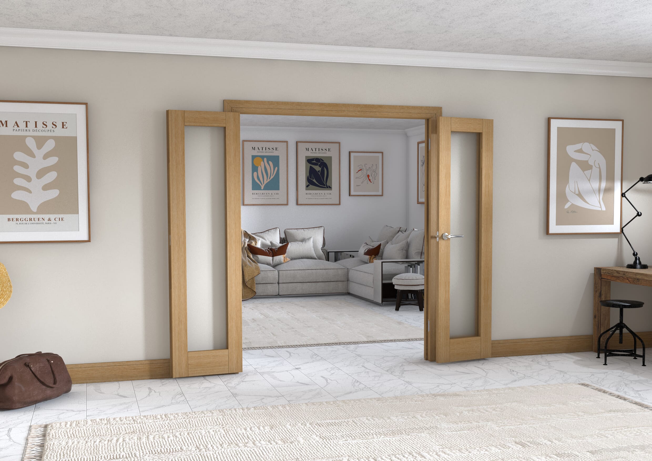 Oak P10 Frenchfold - Frosted (3 x 533mm Doors)