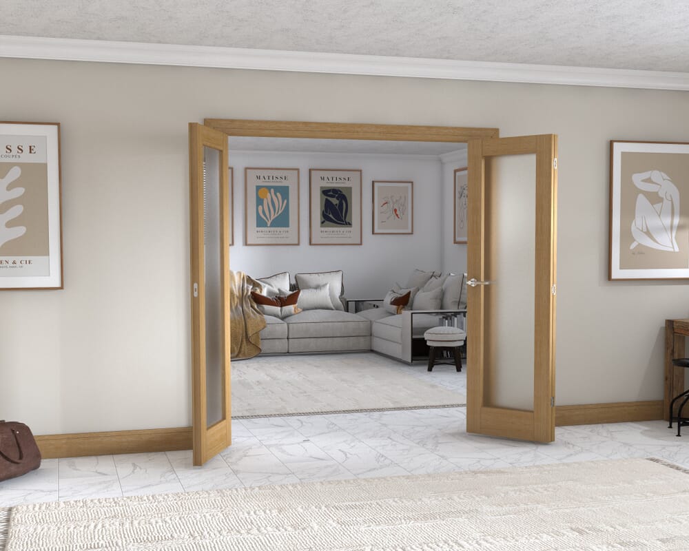 Oak P10 Frenchfold - Frosted (3 x 610mm Doors)