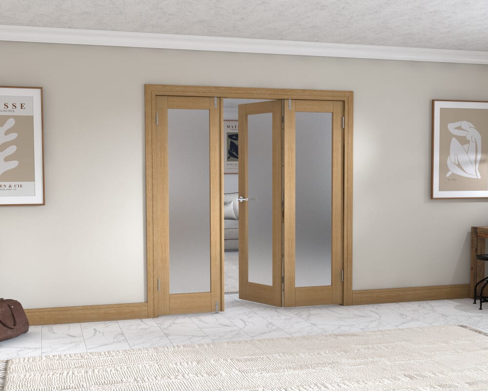 Oak P10 Frenchfold - Frosted (3 x 610mm Doors)