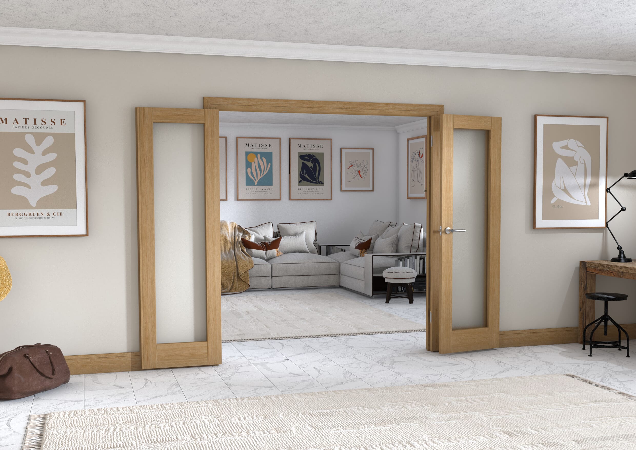 Oak P10 Frenchfold - Frosted (3 x 610mm Doors)