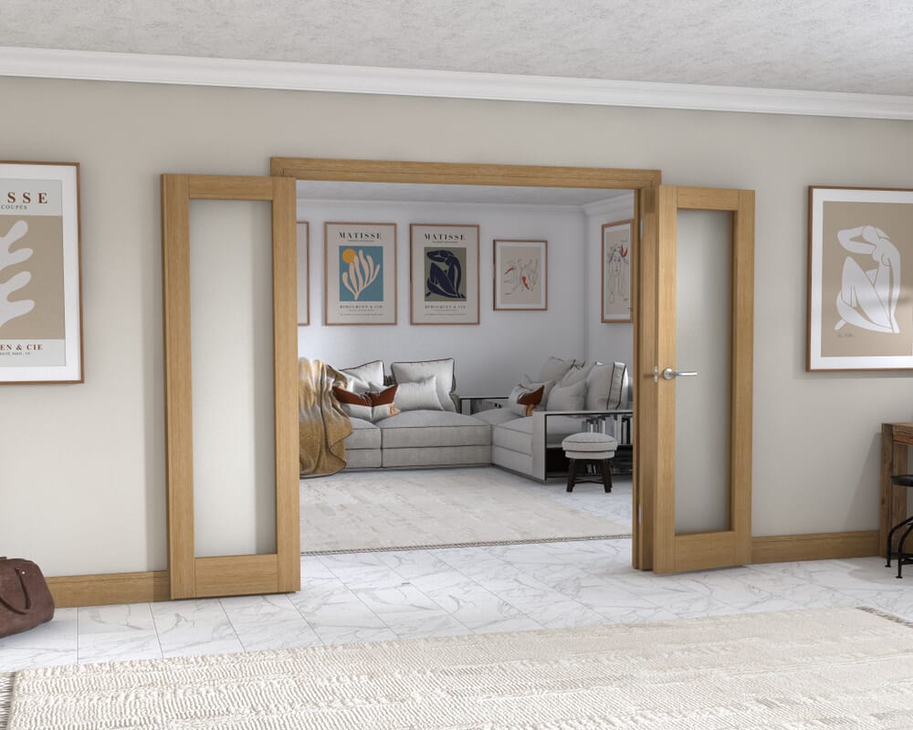 Oak P10 Frenchfold - Frosted (3 x 610mm Doors)