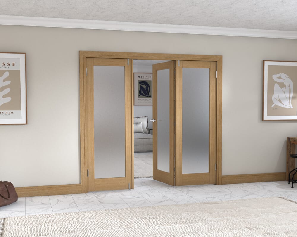 Oak P10 Frenchfold - Frosted (3 x 686mm Doors)