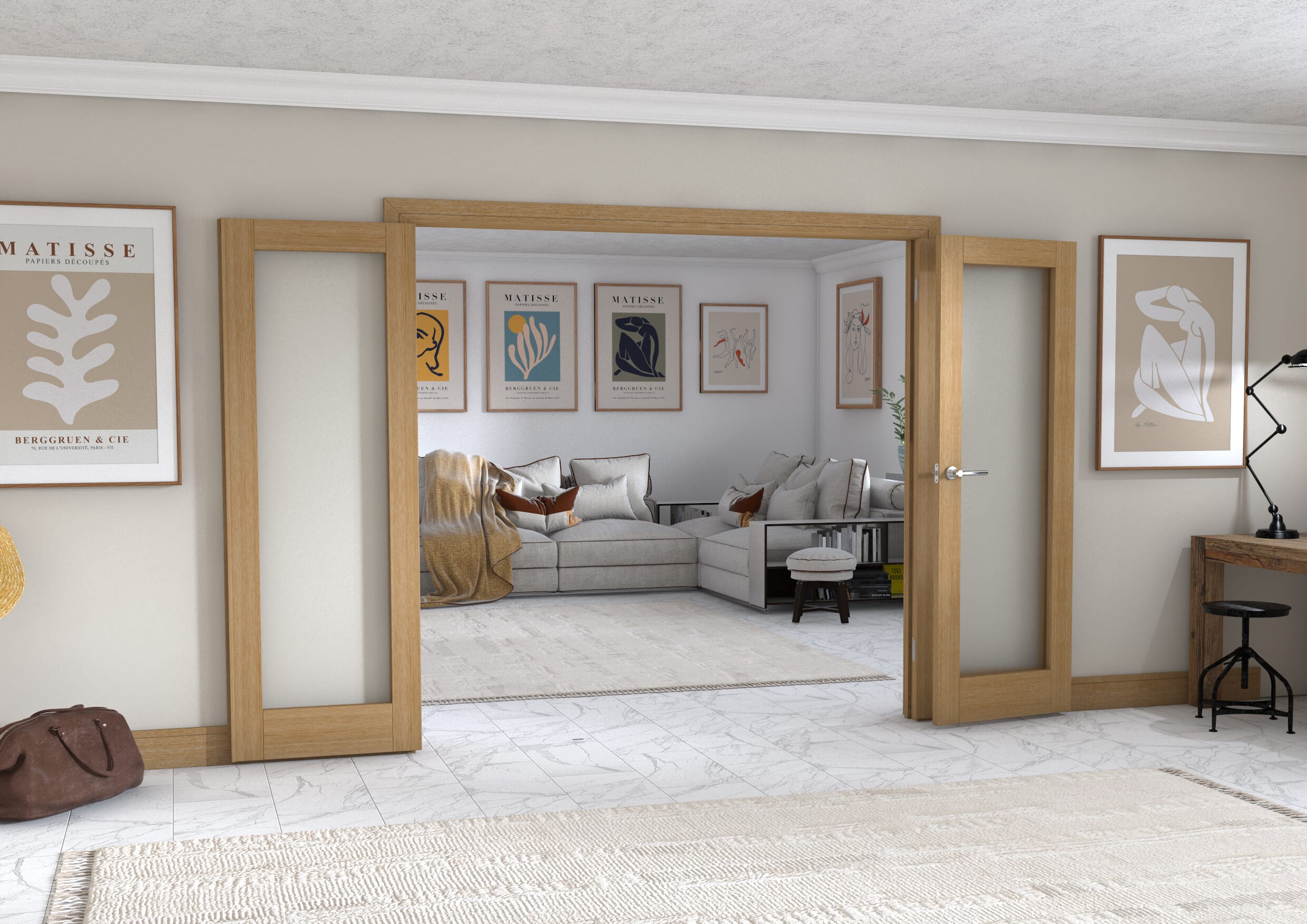 Oak P10 Frenchfold - Frosted (3 x 686mm Doors)