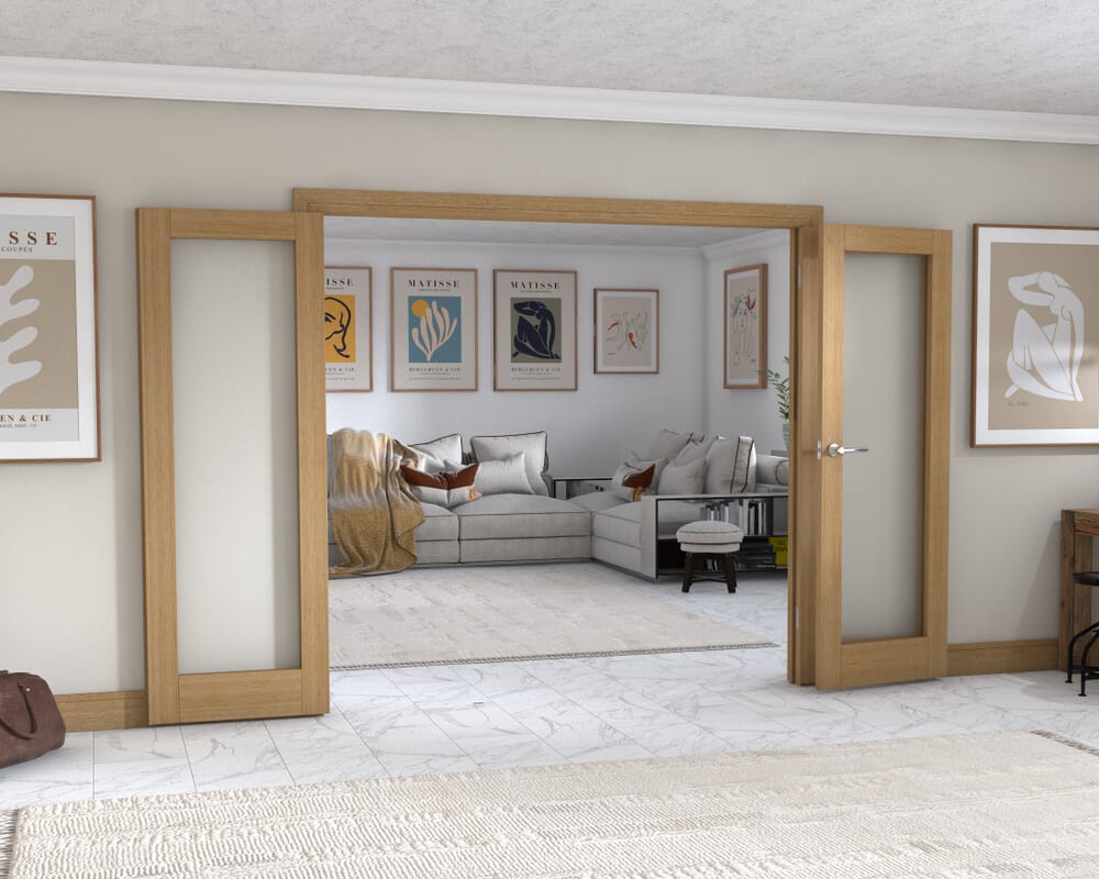 Oak P10 Frenchfold - Frosted (3 x 686mm Doors)