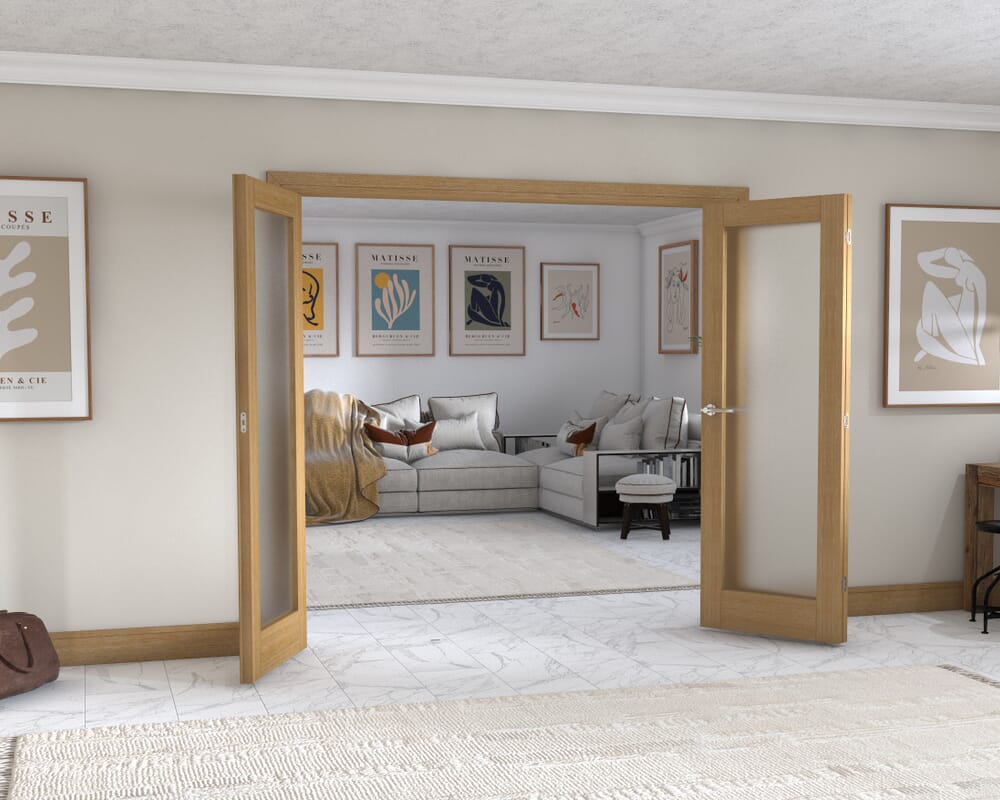 Oak P10 Frenchfold - Frosted (3 x 686mm Doors)