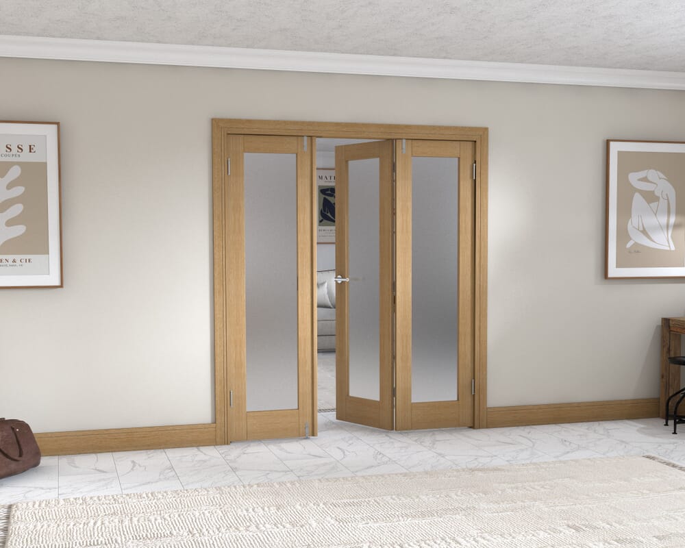 Oak P10 Frenchfold - Frosted (3 x 573mm Doors)