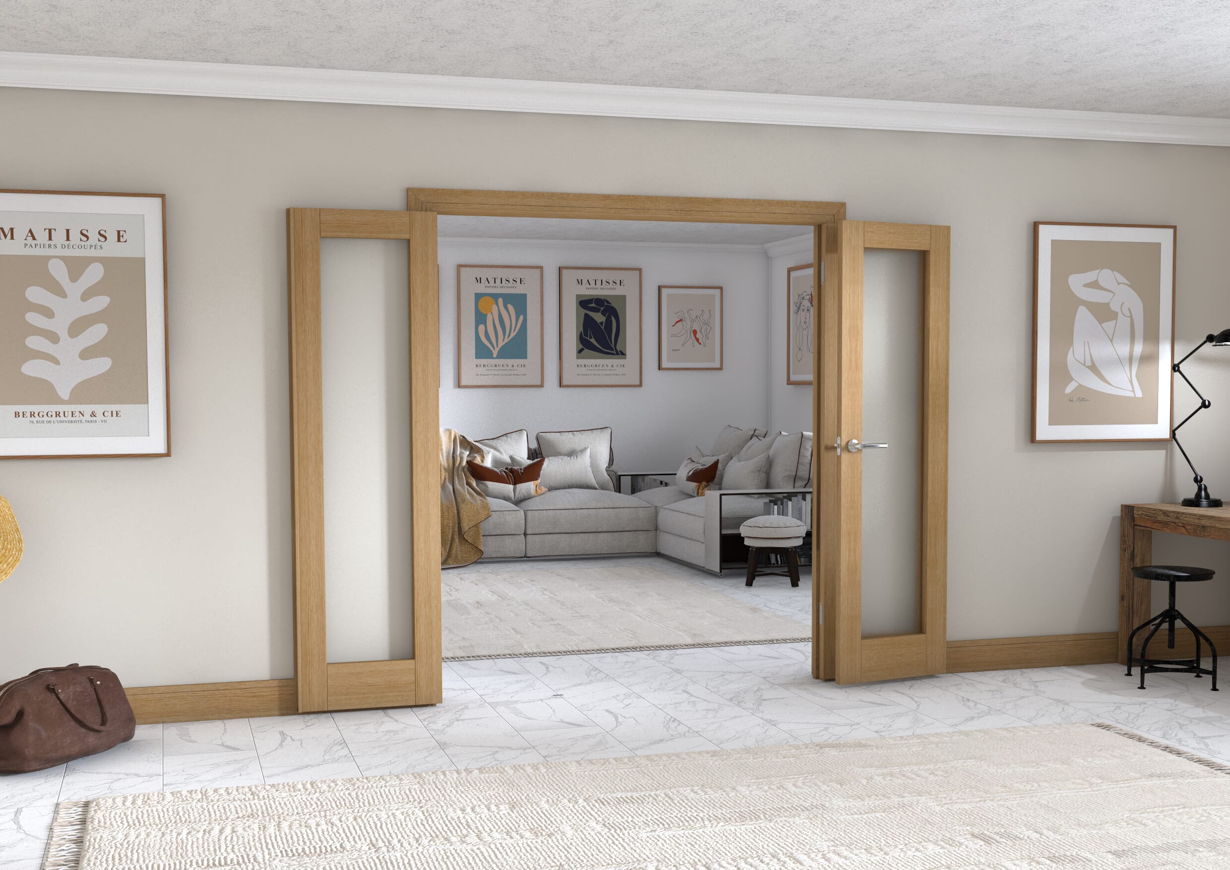 Oak P10 Frenchfold - Frosted (3 x 573mm Doors)