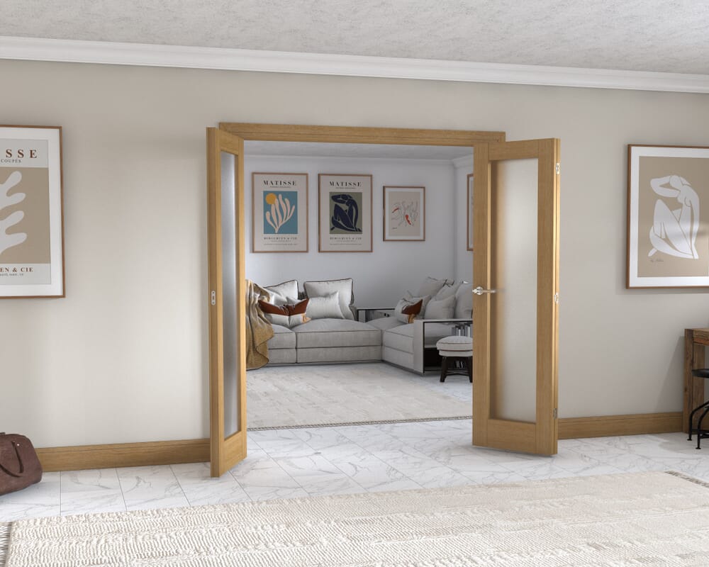 Oak P10 Frenchfold - Frosted (3 x 573mm Doors)