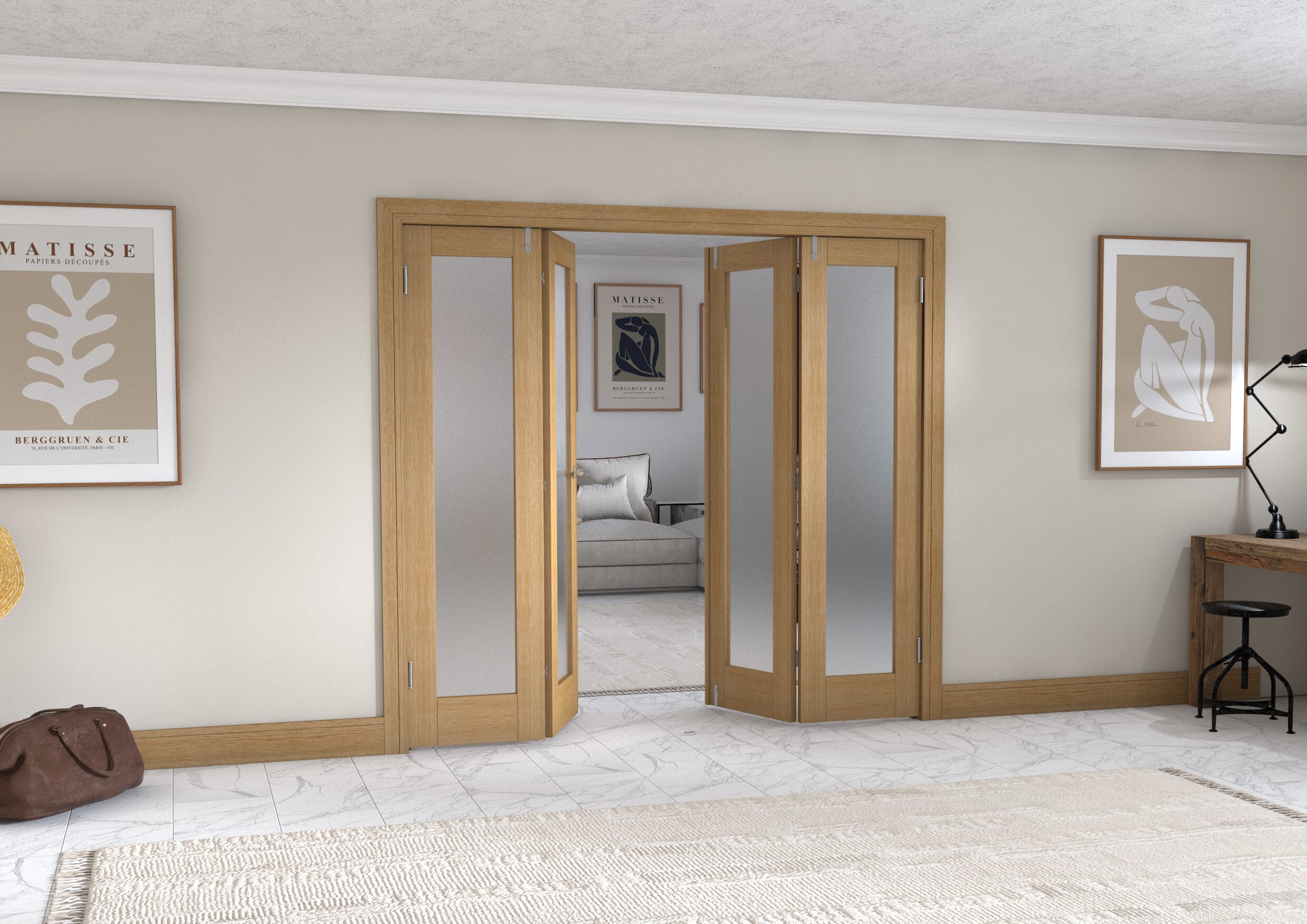Oak P10 Frenchfold - Frosted (4 x 533mm Doors)