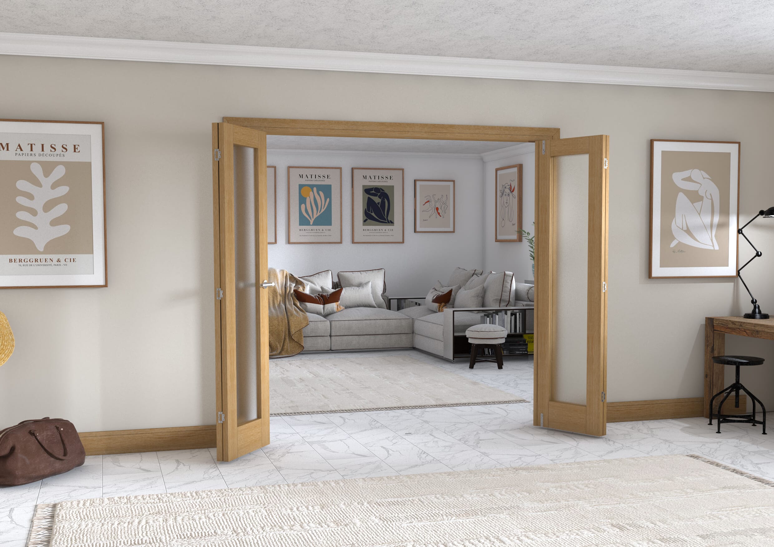 Oak P10 Frenchfold - Frosted (4 x 533mm Doors)