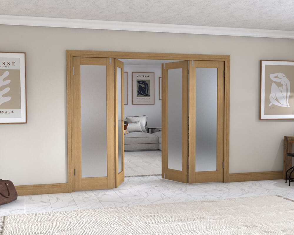 Oak P10 Frenchfold - Frosted (4 x 610mm Doors)