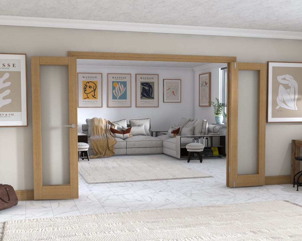 Oak P10 Frenchfold - Frosted (4 x 610mm Doors)