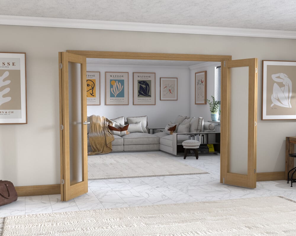 Oak P10 Frenchfold - Frosted (4 x 610mm Doors)