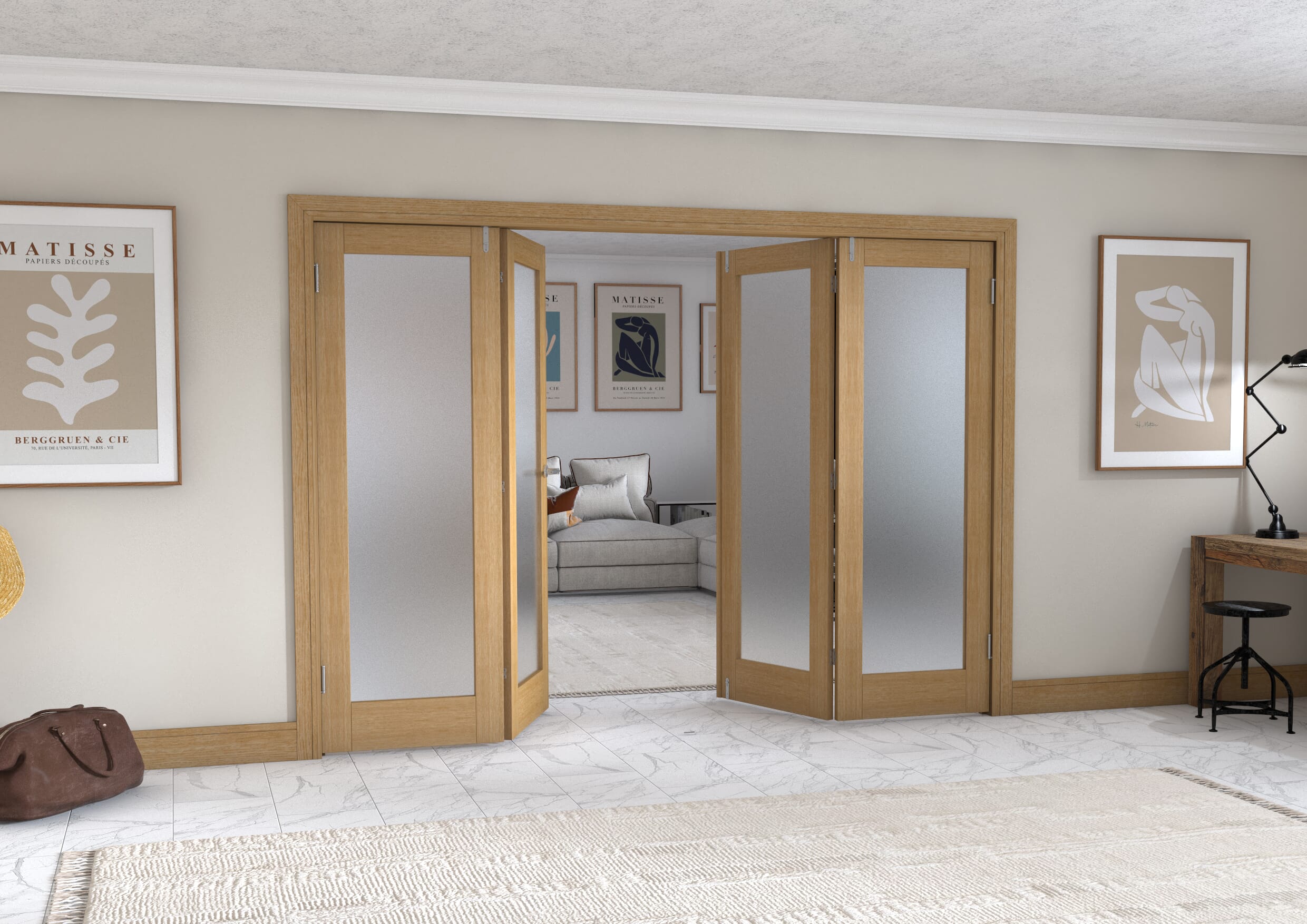 Oak P10 Frenchfold - Frosted (4 x 686mm Doors)