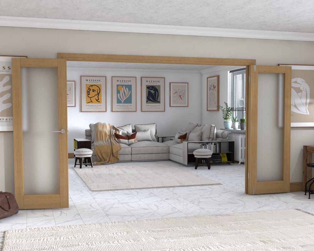 Oak P10 Frenchfold - Frosted (4 x 686mm Doors)