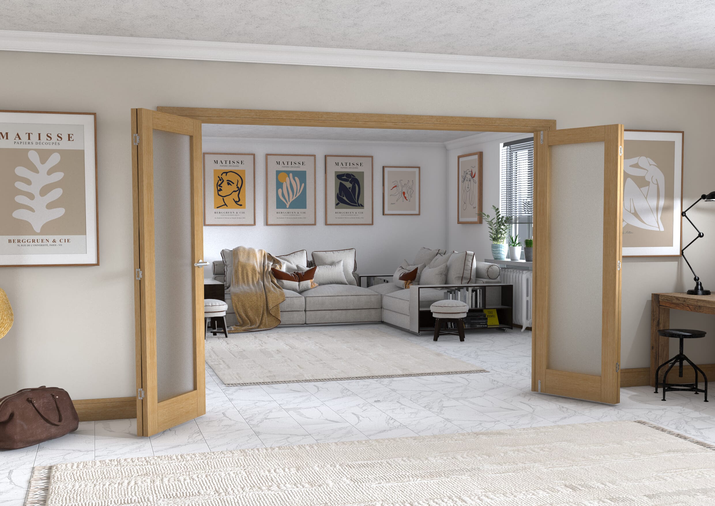 Oak P10 Frenchfold - Frosted (4 x 686mm Doors)
