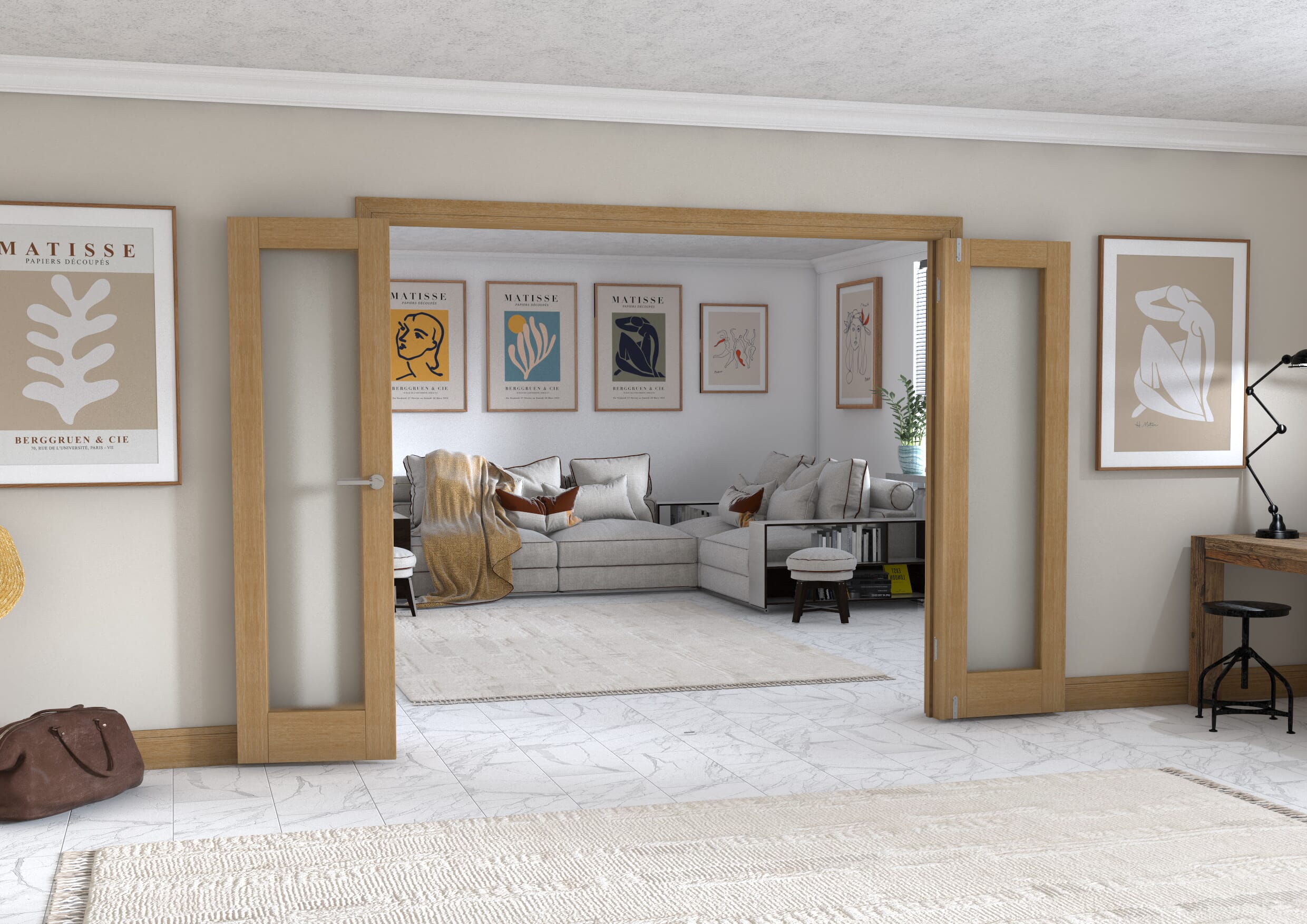 Oak P10 Frenchfold - Frosted (4 x 573mm Doors)