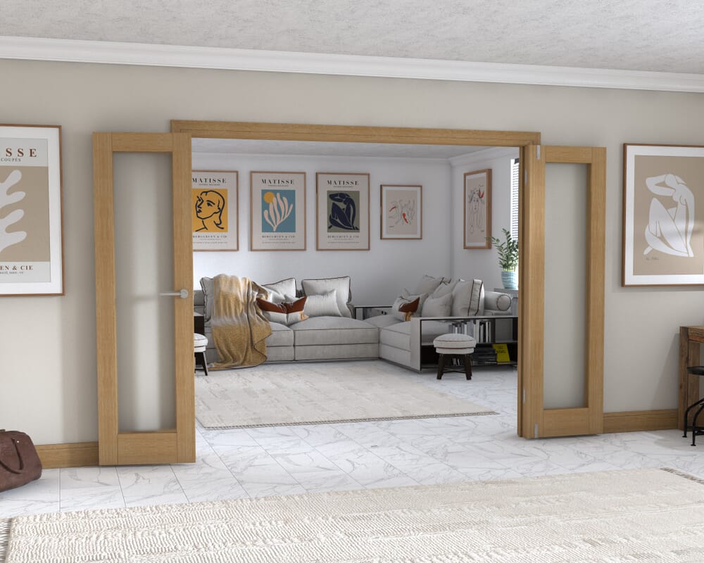 Oak P10 Frenchfold - Frosted (4 x 573mm Doors)