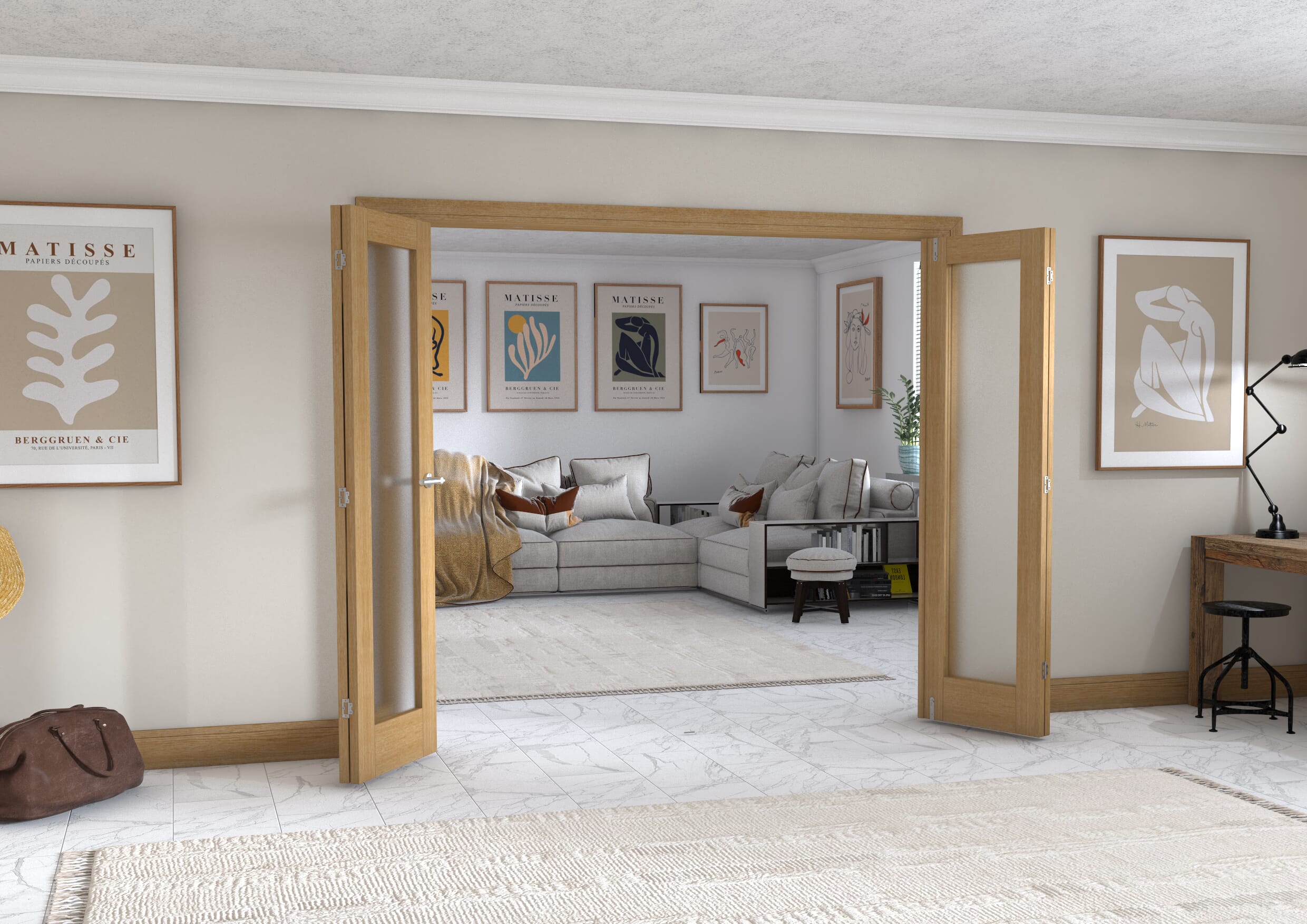 Oak P10 Frenchfold - Frosted (4 x 573mm Doors)