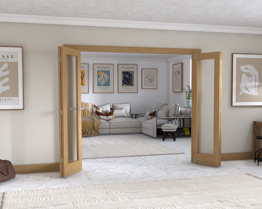Oak P10 Frenchfold - Frosted (4 x 573mm Doors)