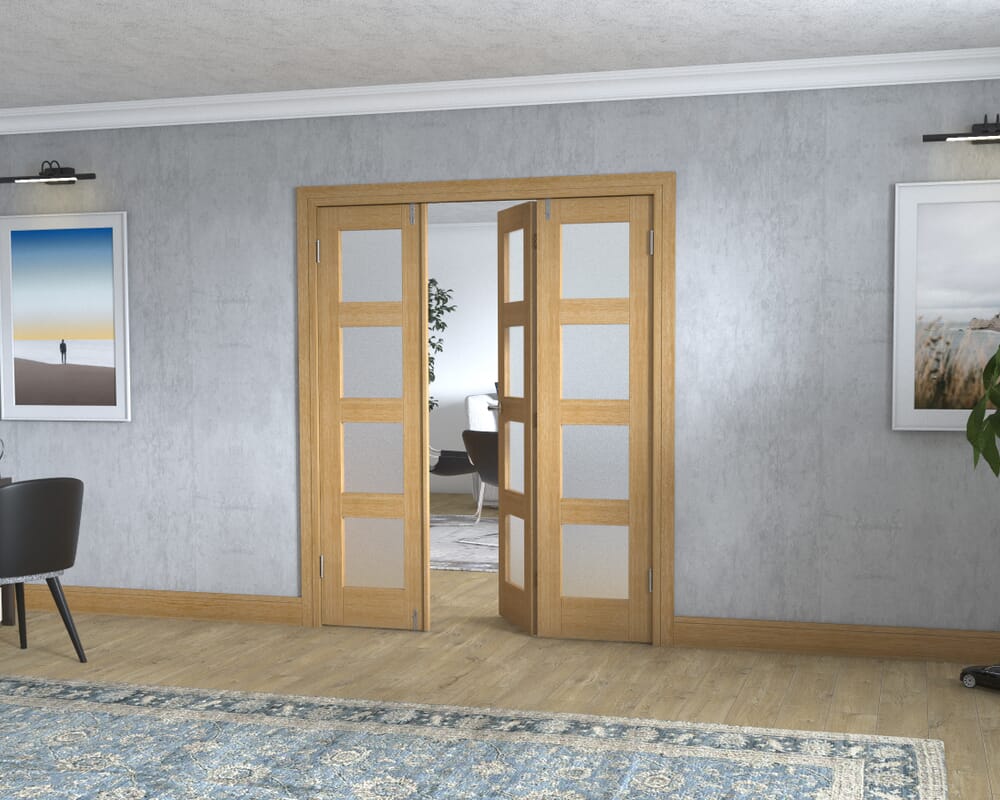 Oak 4L Frenchfold - Frosted (3 x 533mm Doors)