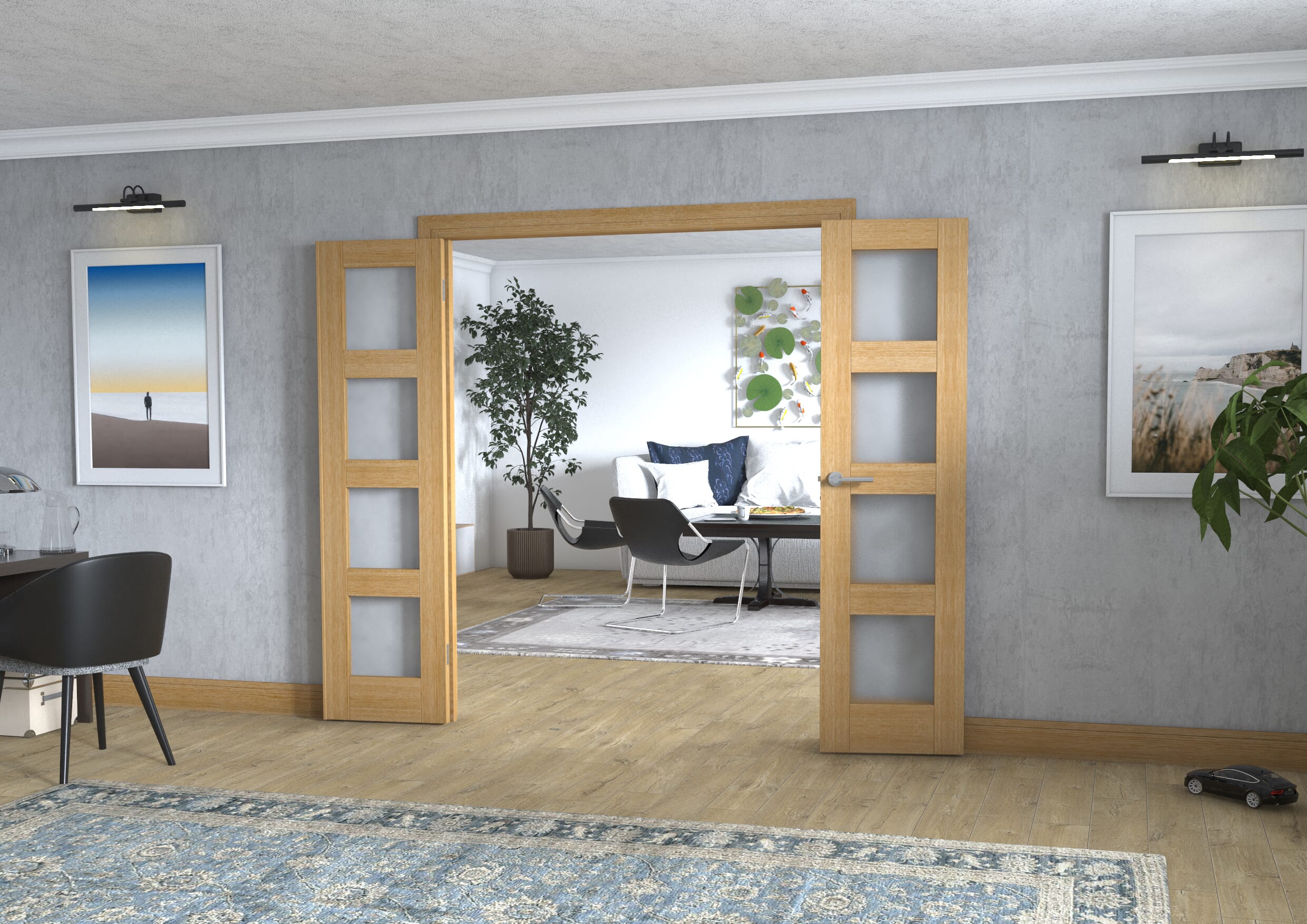 Oak 4L Frenchfold - Frosted (3 x 533mm Doors)
