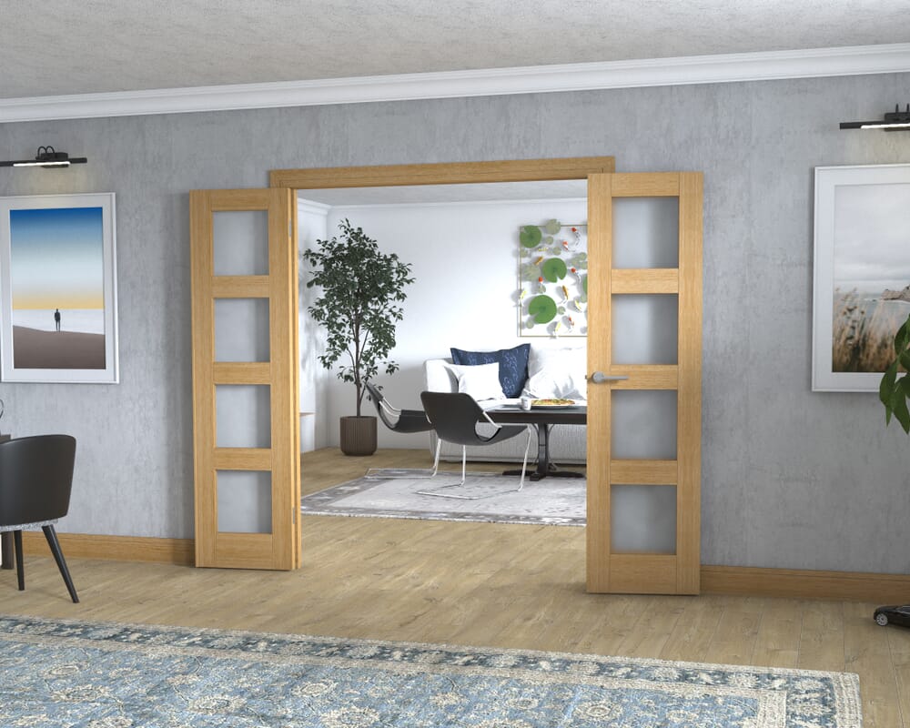 Oak 4L Frenchfold - Frosted (3 x 533mm Doors)