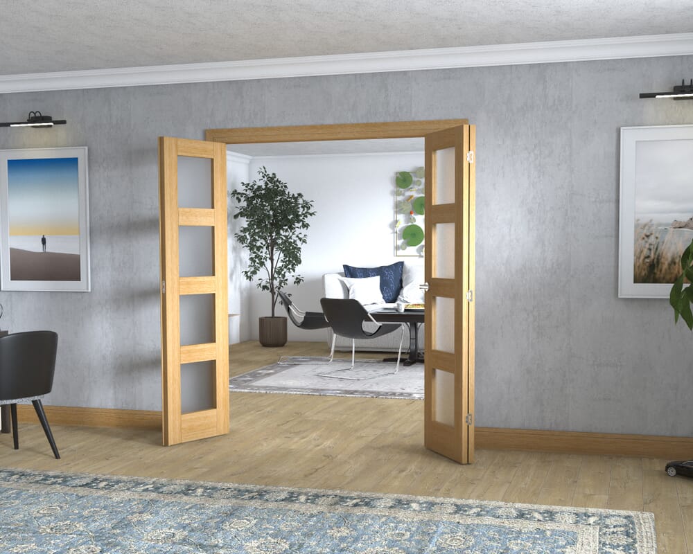 Oak 4L Frenchfold - Frosted (3 x 533mm Doors)