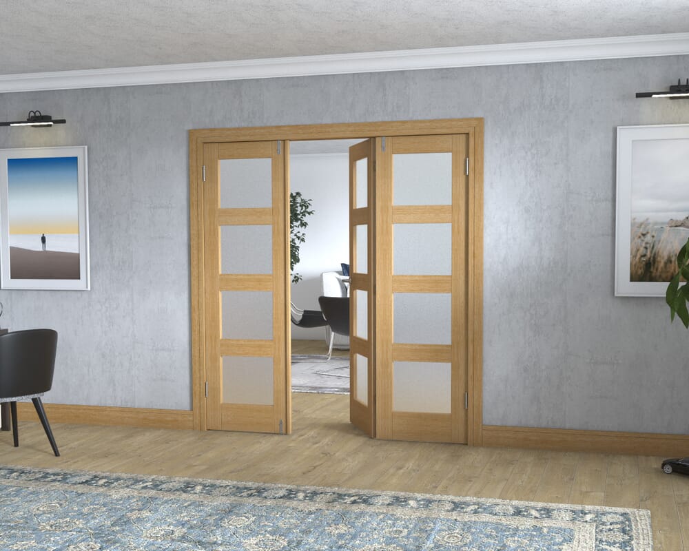 Oak 4L Frenchfold - Frosted (3 x 610mm Doors)