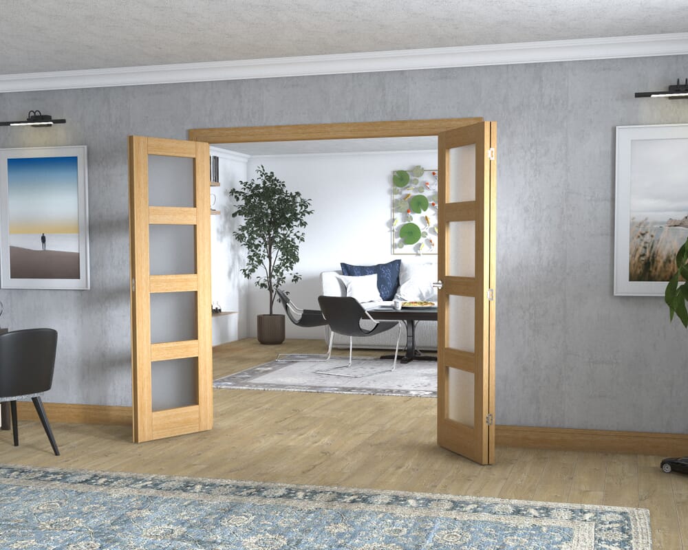 Oak 4L Frenchfold - Frosted (3 x 610mm Doors)