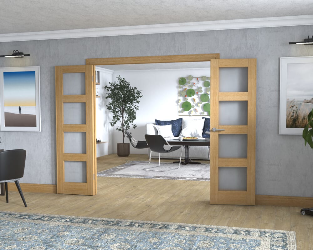 Oak 4L Frenchfold - Frosted (3 x 610mm Doors)