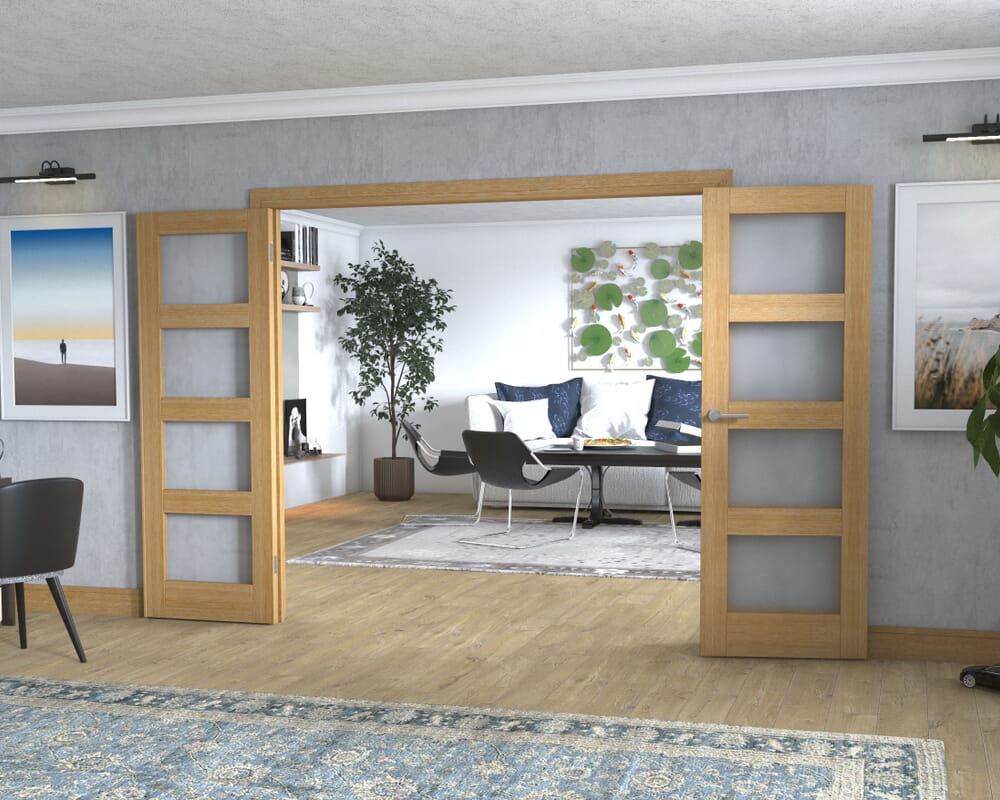 Oak 4L Frenchfold - Frosted (3 x 686mm Doors)