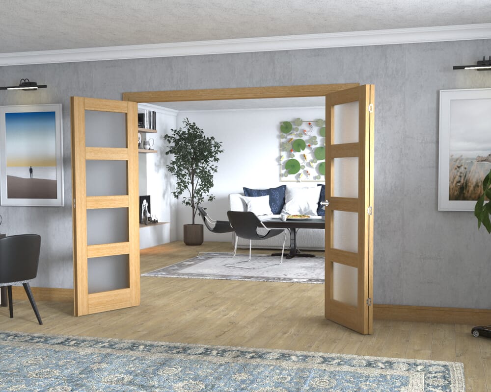Oak 4L Frenchfold - Frosted (3 x 686mm Doors)