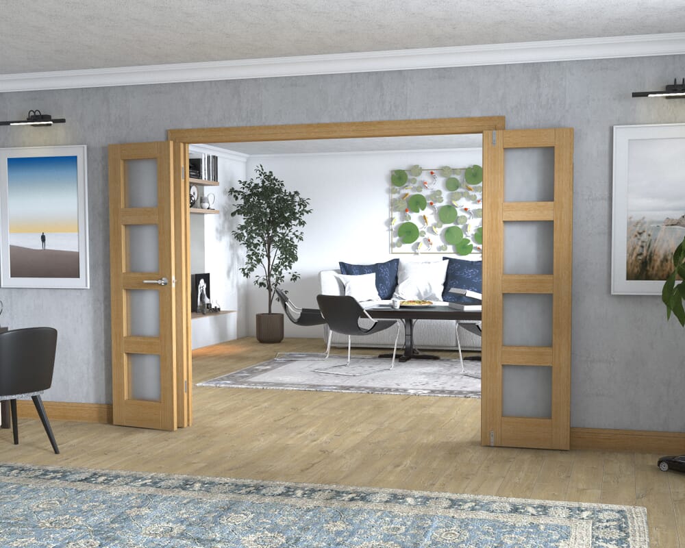 Oak 4L Frenchfold - Frosted (4 x 533mm Doors)