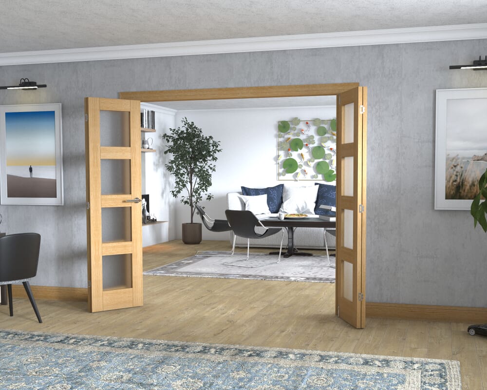 Oak 4L Frenchfold - Frosted (4 x 533mm Doors)