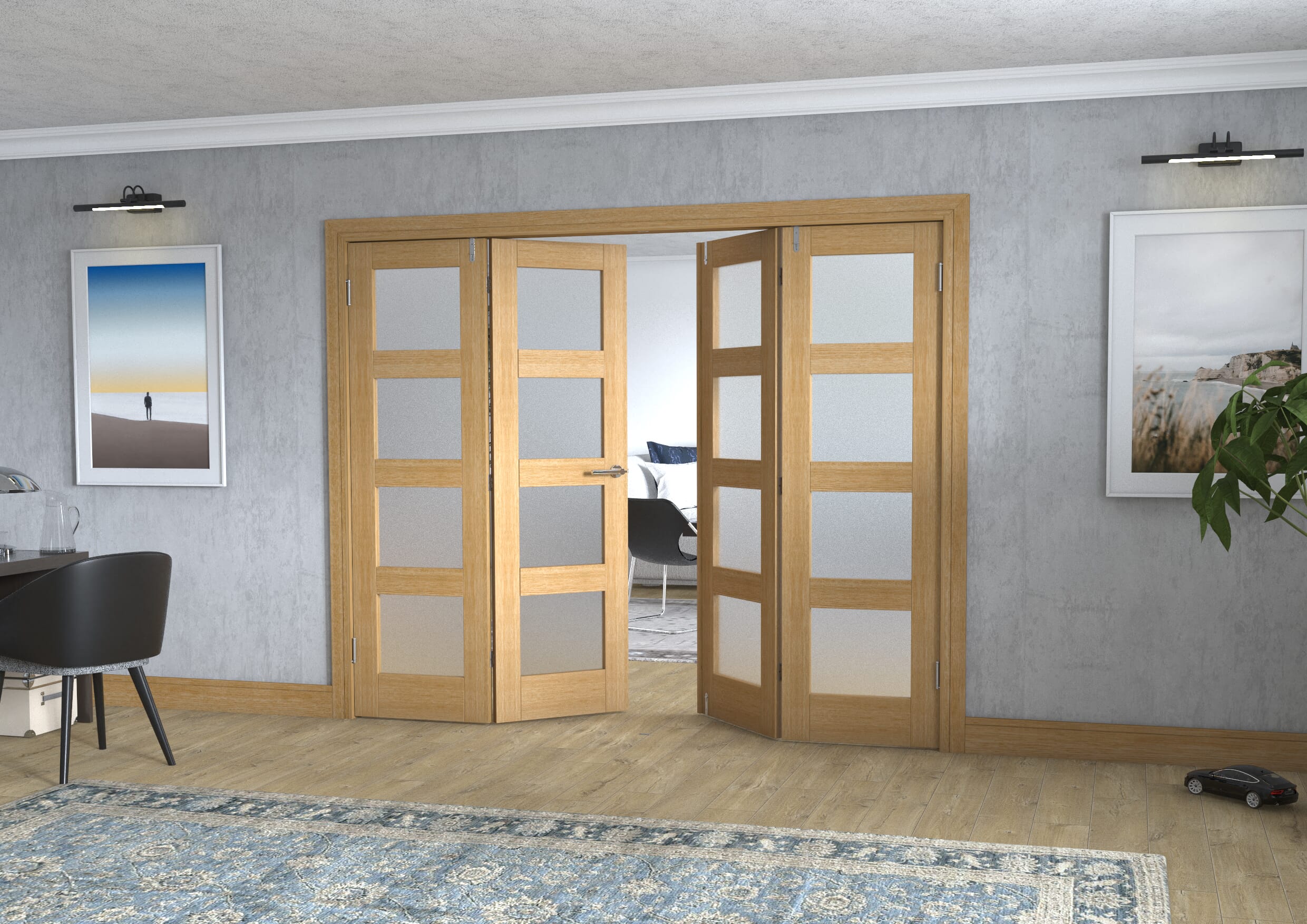 Oak 4L Frenchfold - Frosted (4 x 610mm Doors)