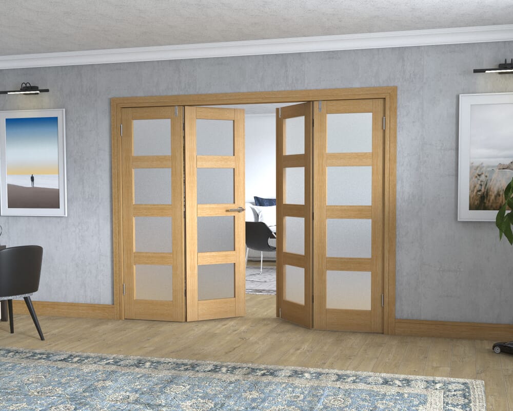 Oak 4L Frenchfold - Frosted (4 x 610mm Doors)