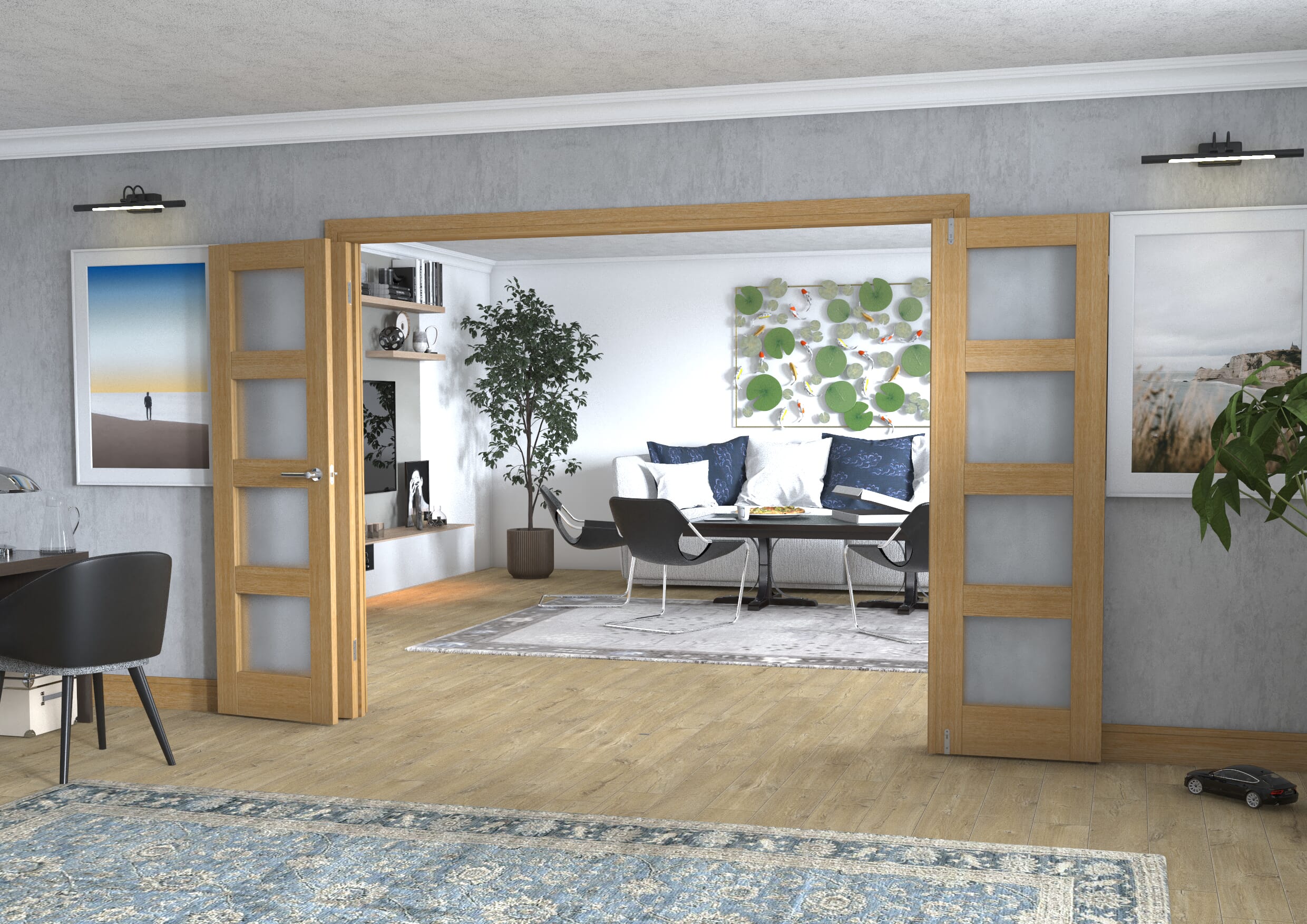 Oak 4L Frenchfold - Frosted (4 x 610mm Doors)