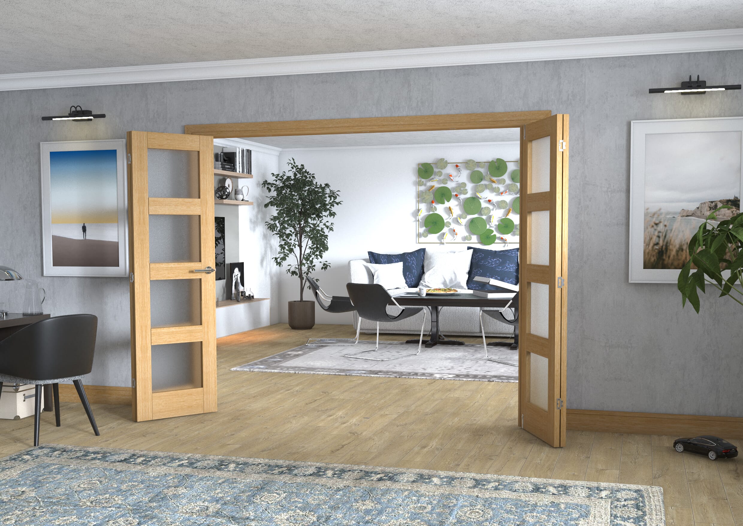 Oak 4L Frenchfold - Frosted (4 x 610mm Doors)